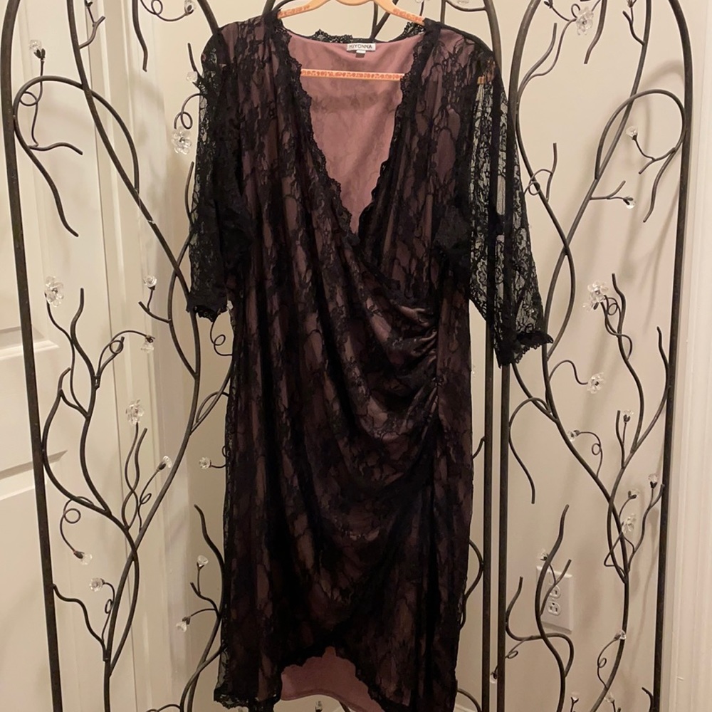 Kiyonna Lace Little Black Dress size 3 Wrap Style